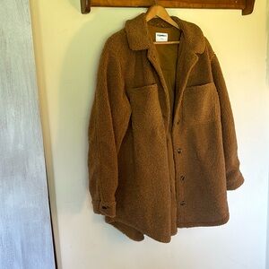 XL TALL camel-colored teddy coat